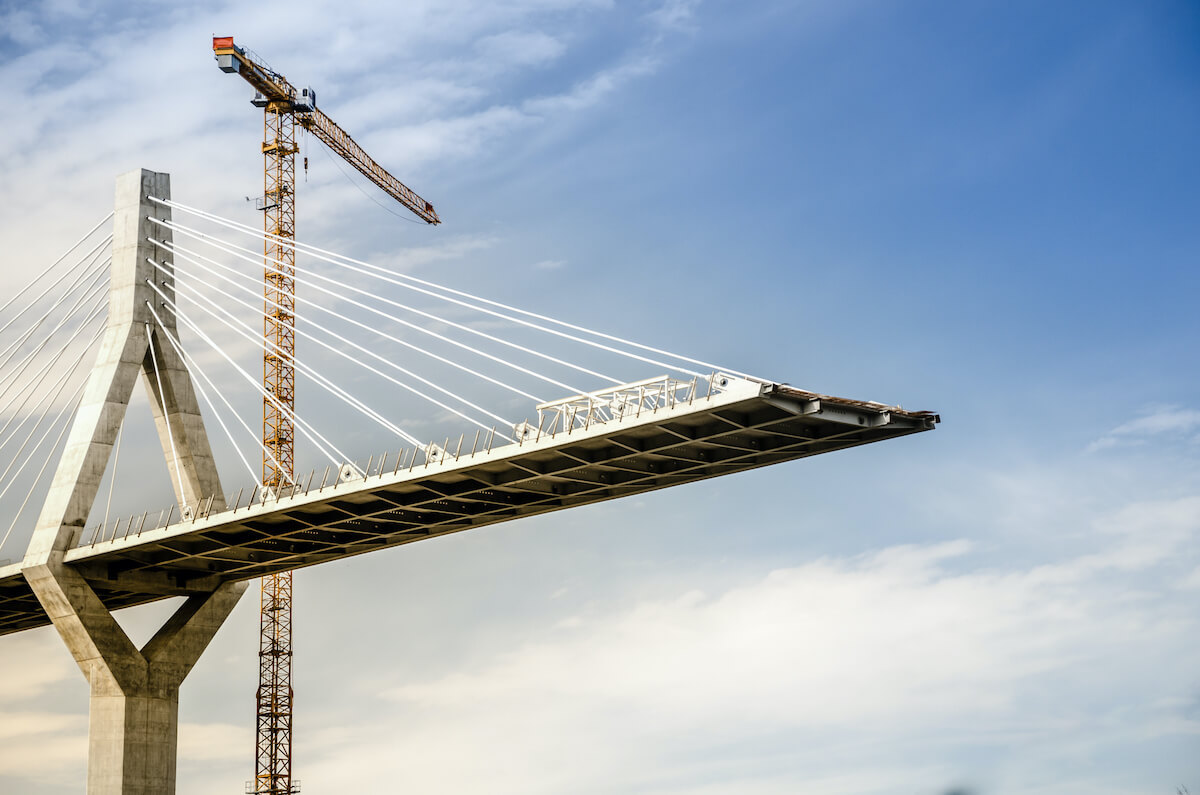Half-built bridge span Half-built bridge span