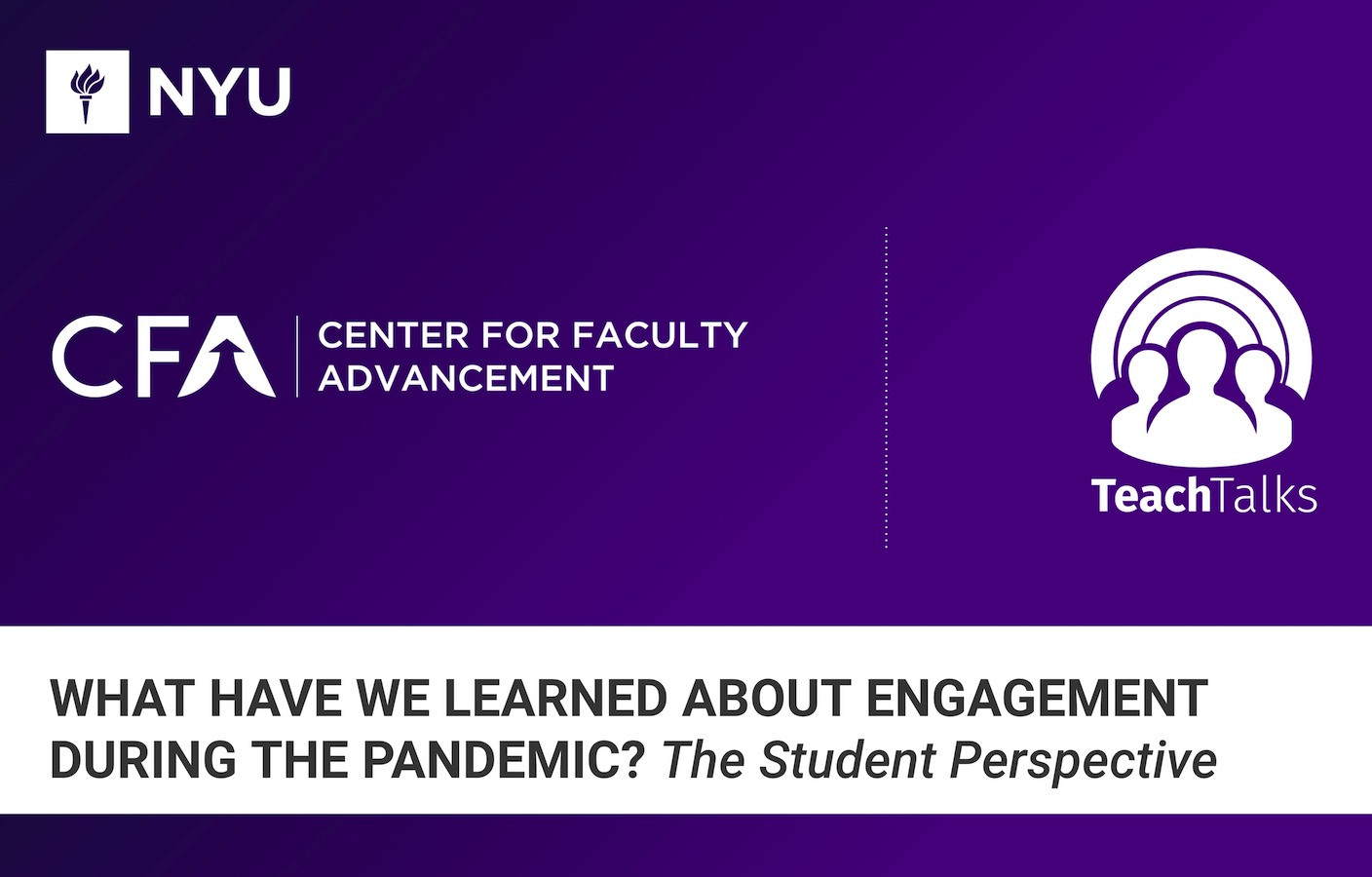 Title slide from TeachTalk session: "What have we learned about engagement during the pandemic?" Title slide from TeachTalk session: "What have we learned about engagement during the pandemic?"