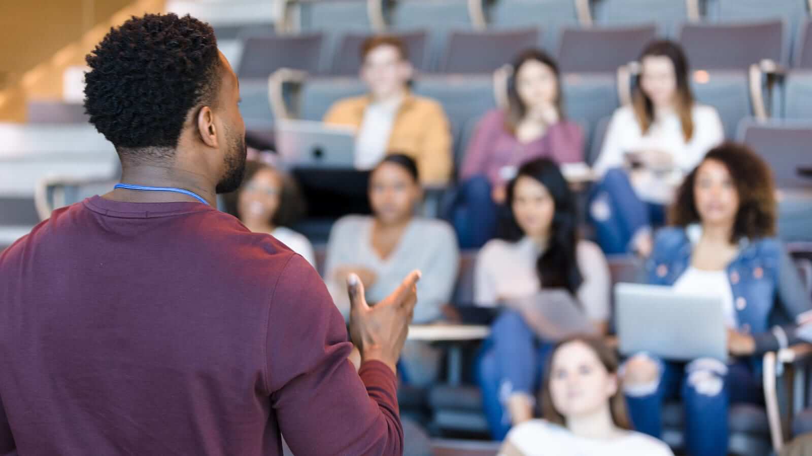 Professor addressing a classroom Professor addressing a classroom